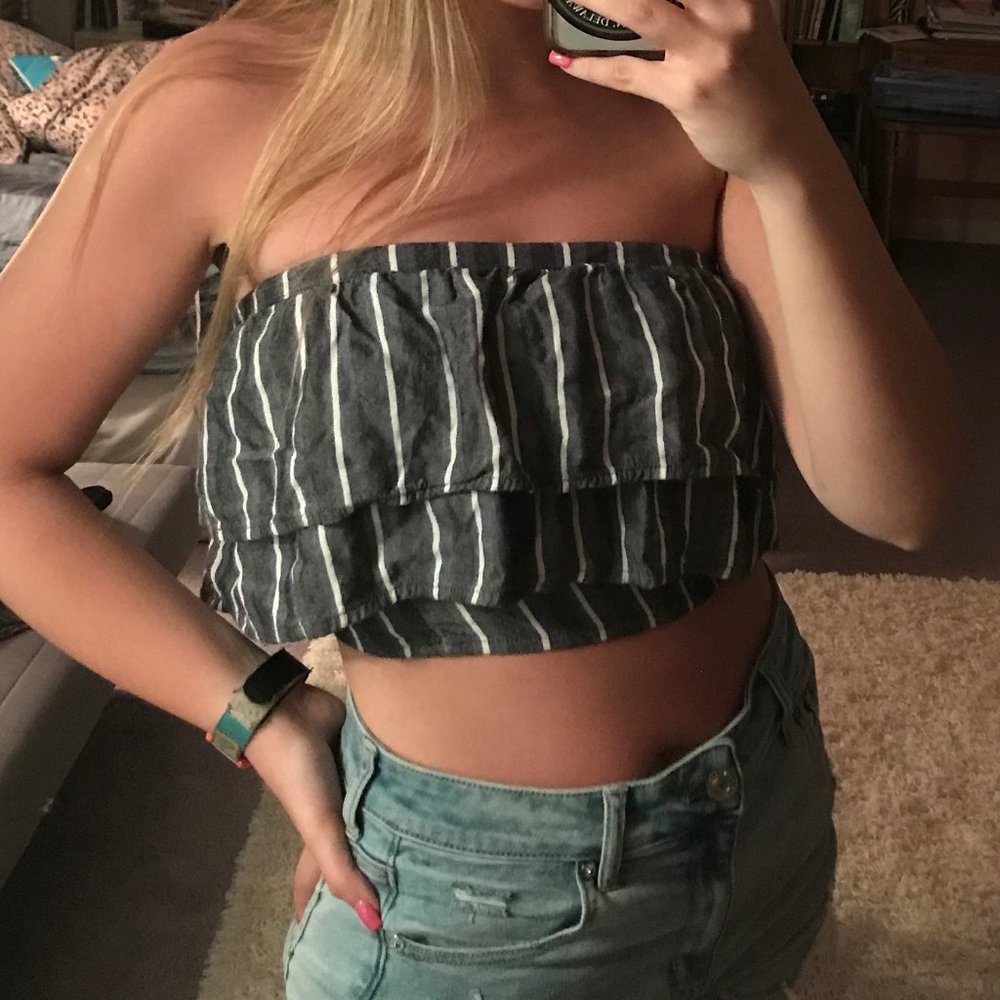 Hollister Ruffle Striped Tube Top